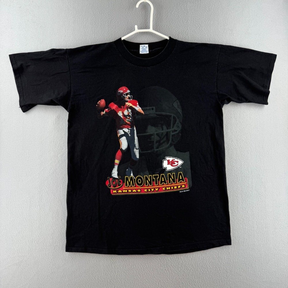 Vintage Joe Montana Shirt Mens Large Black 90s Kansas City Chiefs Football USA